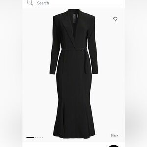 Norma Kamali Single Breasted Fishtail Dress in Black Small Belted Blazer Midi